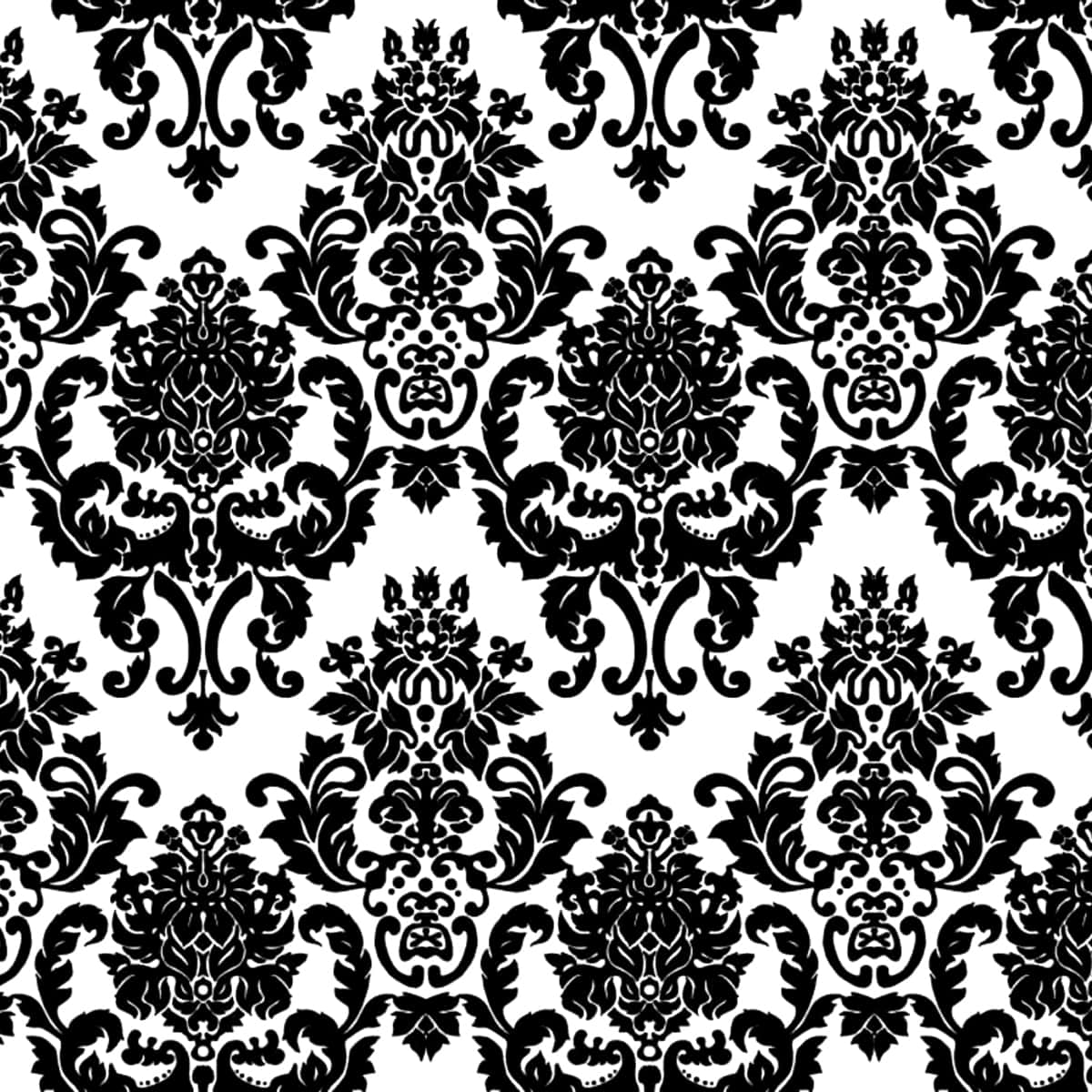 Elegant Black Damask Pattern, black damask pattern, intricate floral and scrollwork repeats, SD Desktop Wallpaper