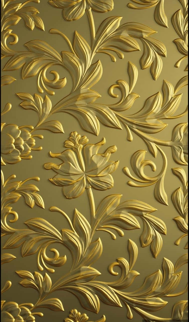 Elegant, Golden Leafy Pattern, intricate embossed floral and vine patterns, HD Phone Wallpaper