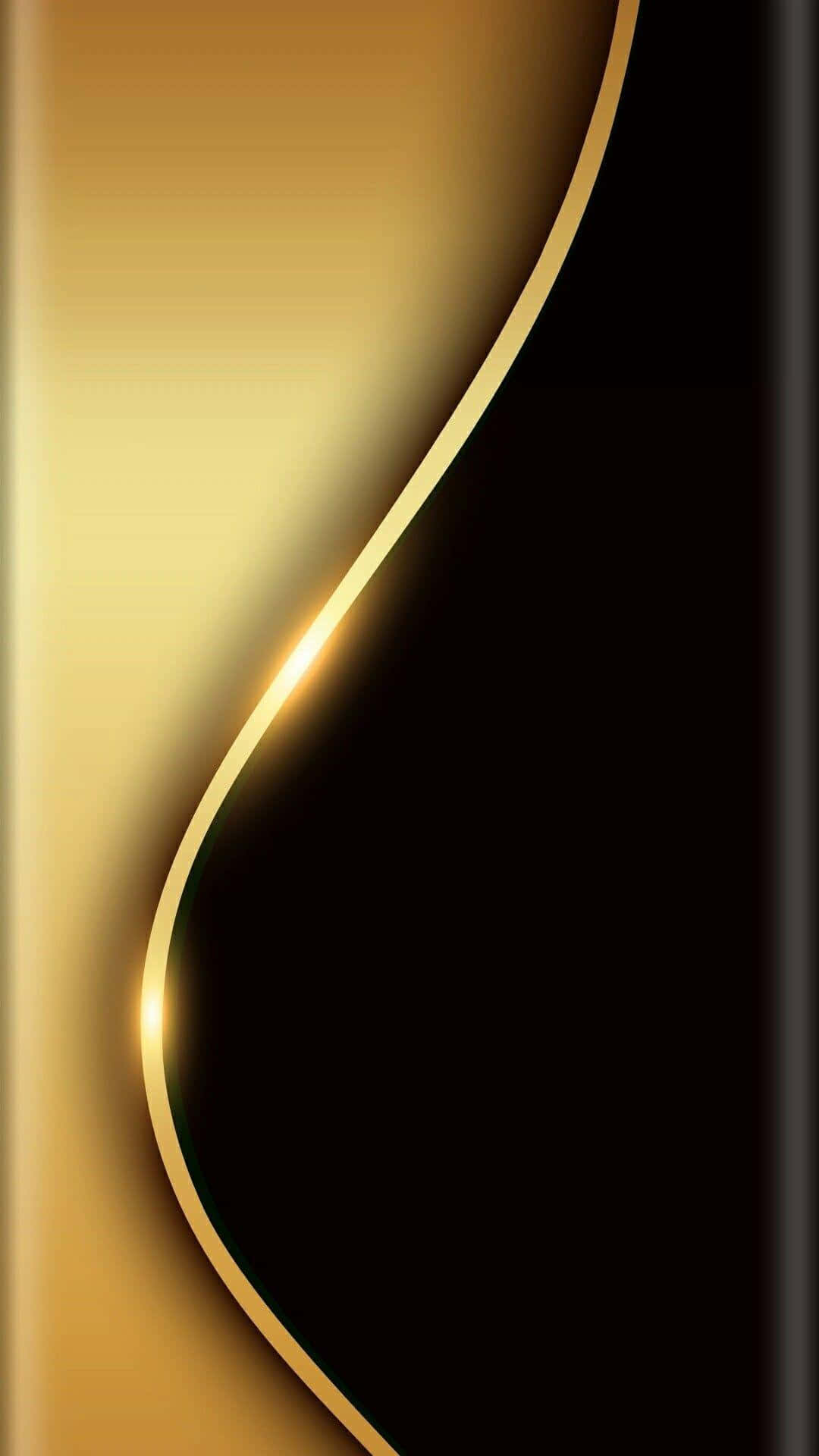 elegant black and gold, golden curve, deep black background, Full HD Phone Wallpaper