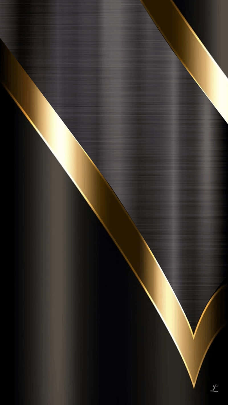 black brushed metal, bold diagonal gold stripes, V shape, HD Phone Wallpaper