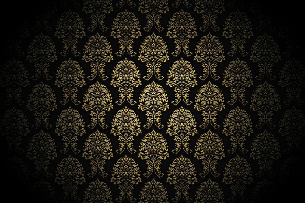 Elegant Black And Gold, golden damask patterns, deep black background, SD Desktop Wallpaper