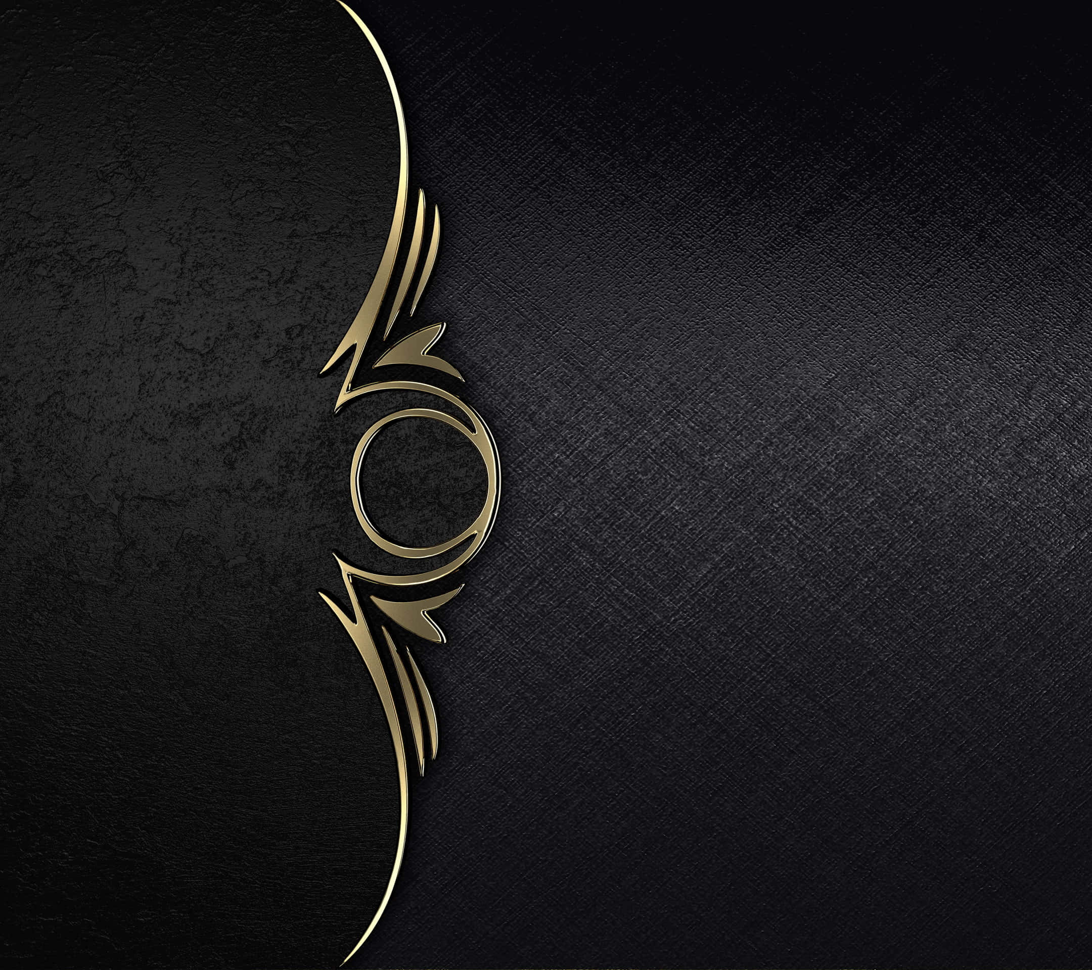 Elegant Black Gold, golden ornamental swirls, textured black background, Full HD Desktop Wallpaper