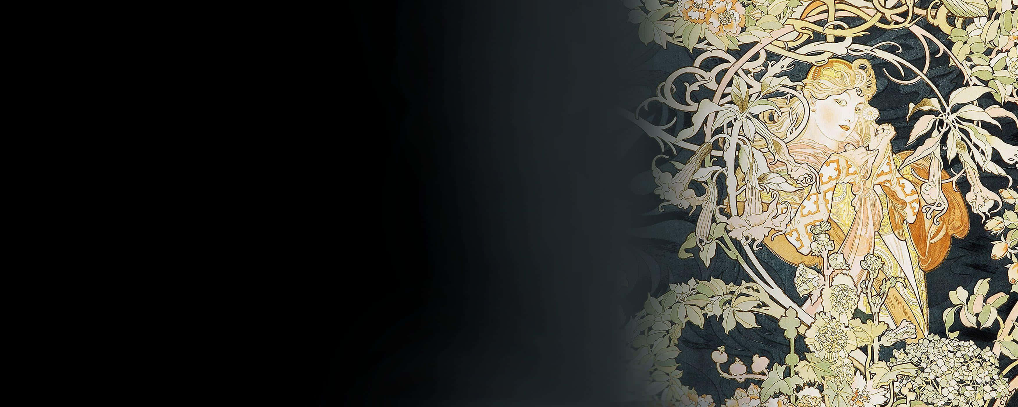 art nouveau, golden-haired woman, ornate robes, 2K Desktop Wallpaper