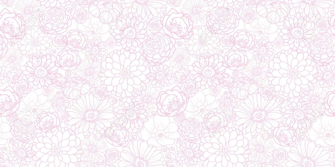 delicate floral pattern, hand-drawn pink floral outlines, soft white background, HD Desktop Wallpaper