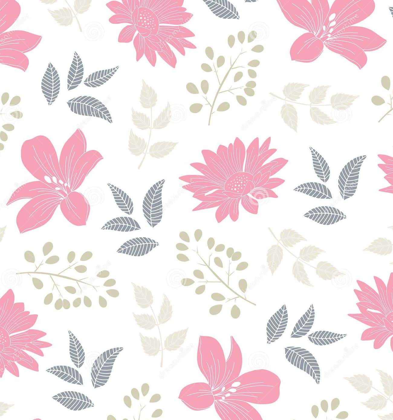 elegant floral, pink lilies, green gray leaves, HD Phone Wallpaper