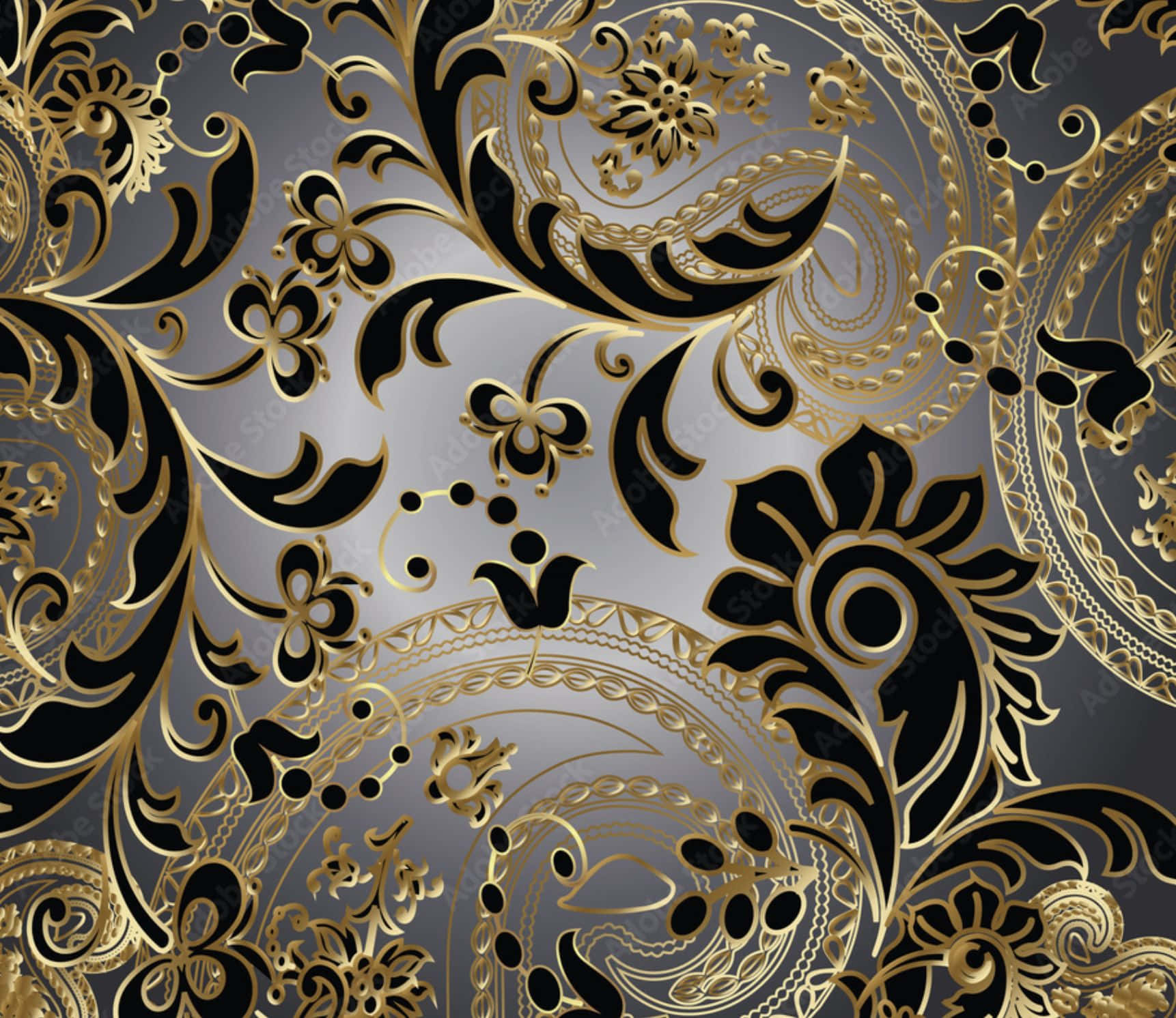 elegant floral, black and gold, ornamental swirls, HD Desktop Wallpaper