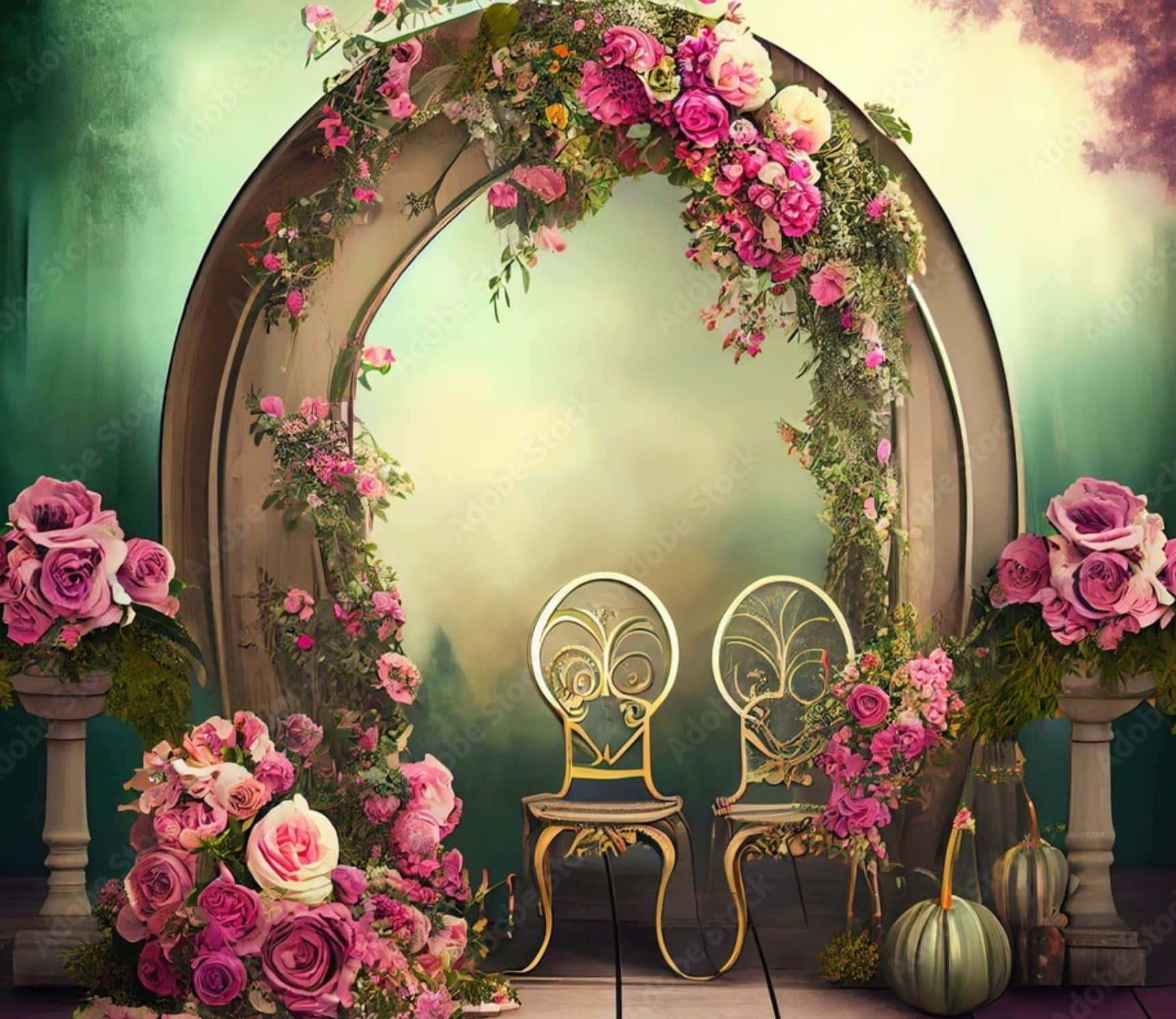 elegant floral, pink roses, greenery, HD Desktop Wallpaper