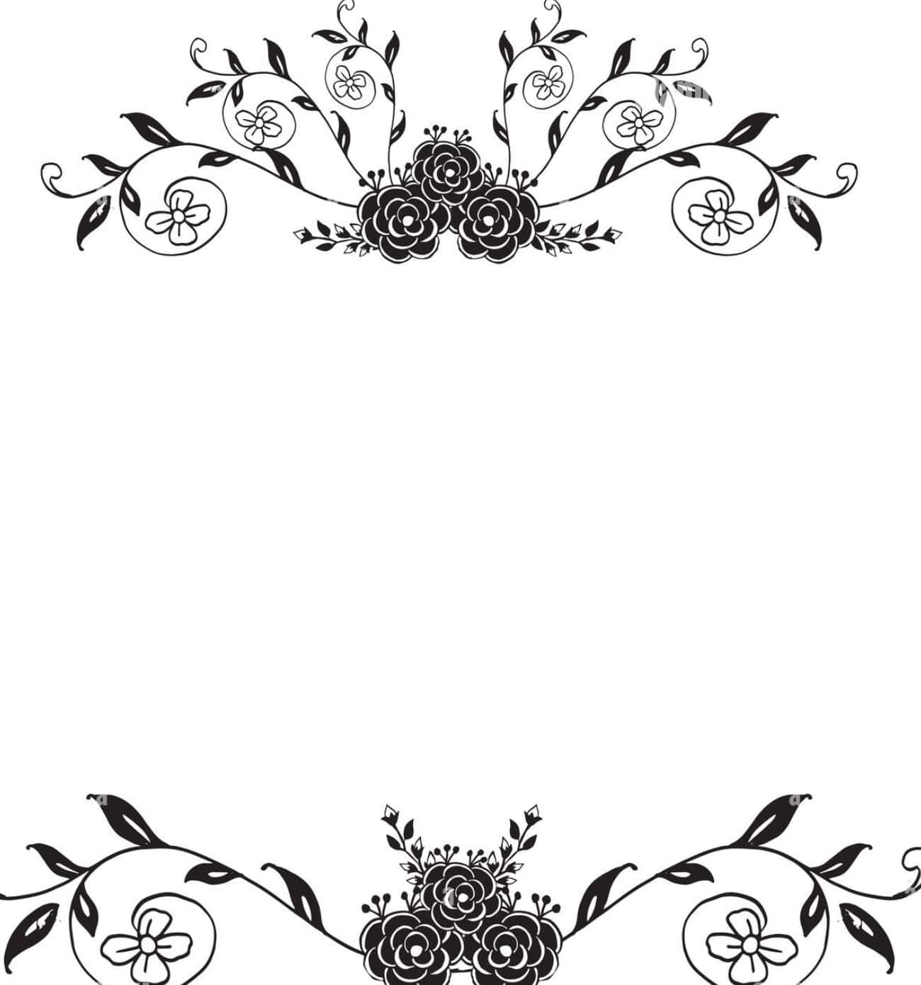 Elegant Floral, black and white floral border, roses, HD Phone Wallpaper