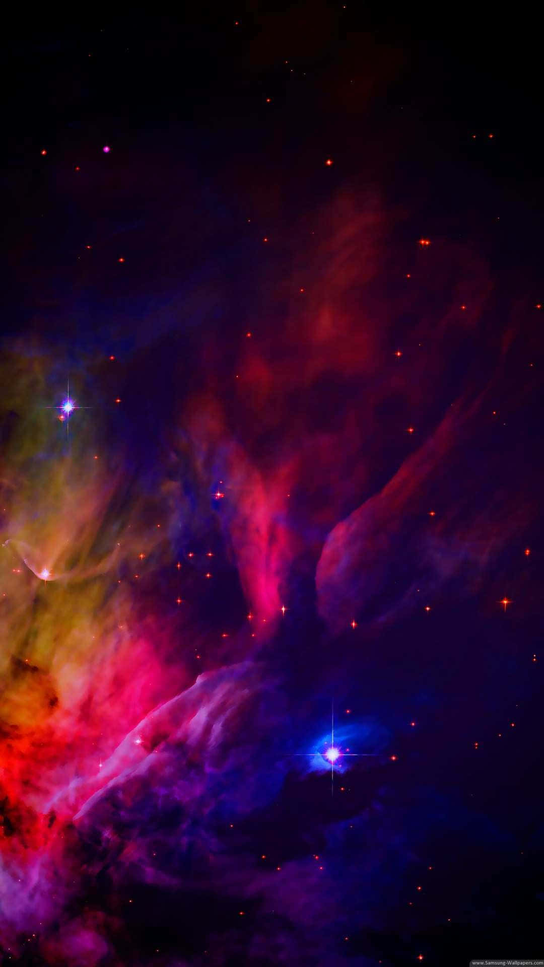 iPhone, cosmic nebula, electric reds, Full HD Phone Wallpaper