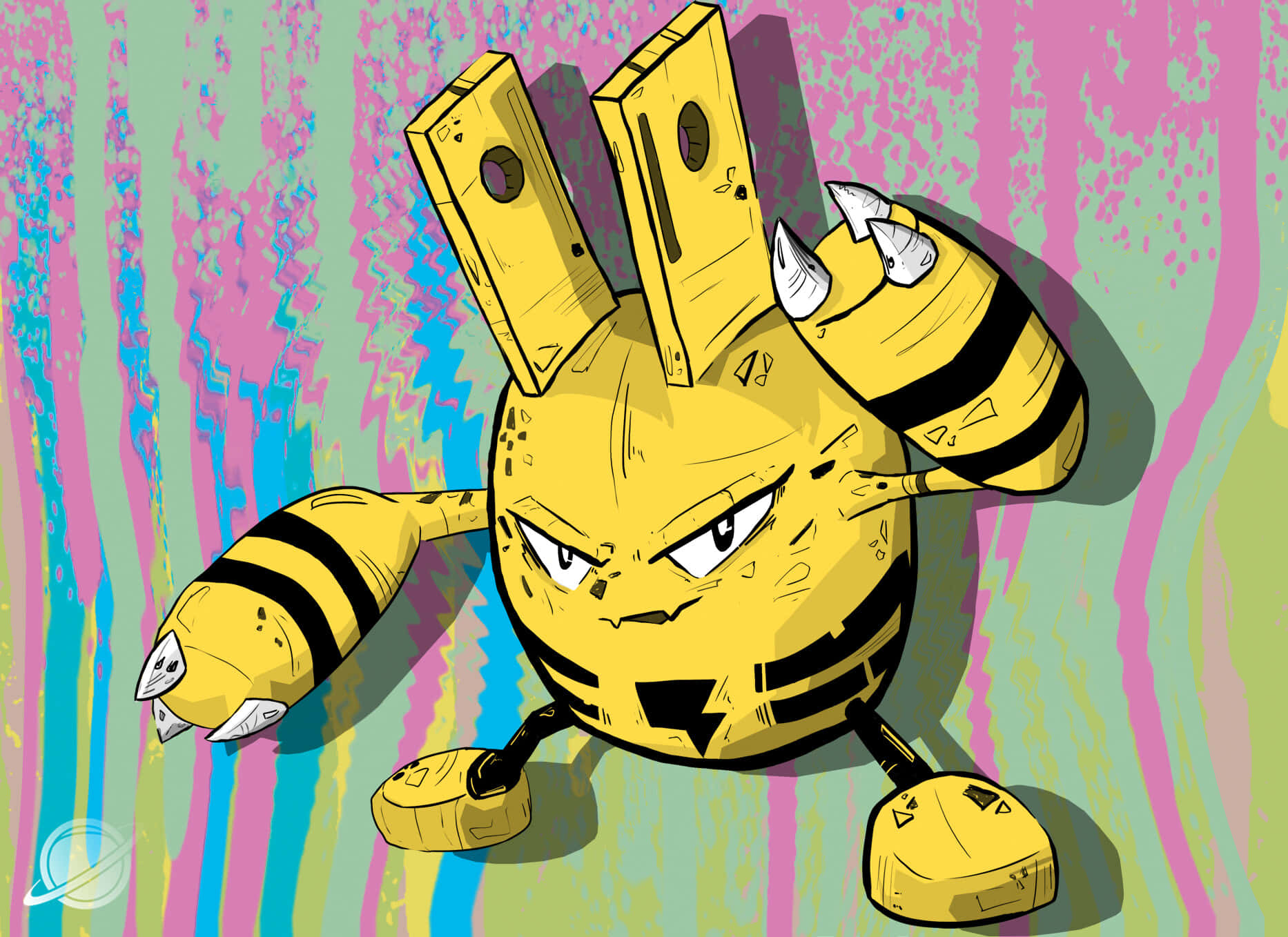 Elekid, yellow bee-like creature, angry eyes, HD Desktop Wallpaper