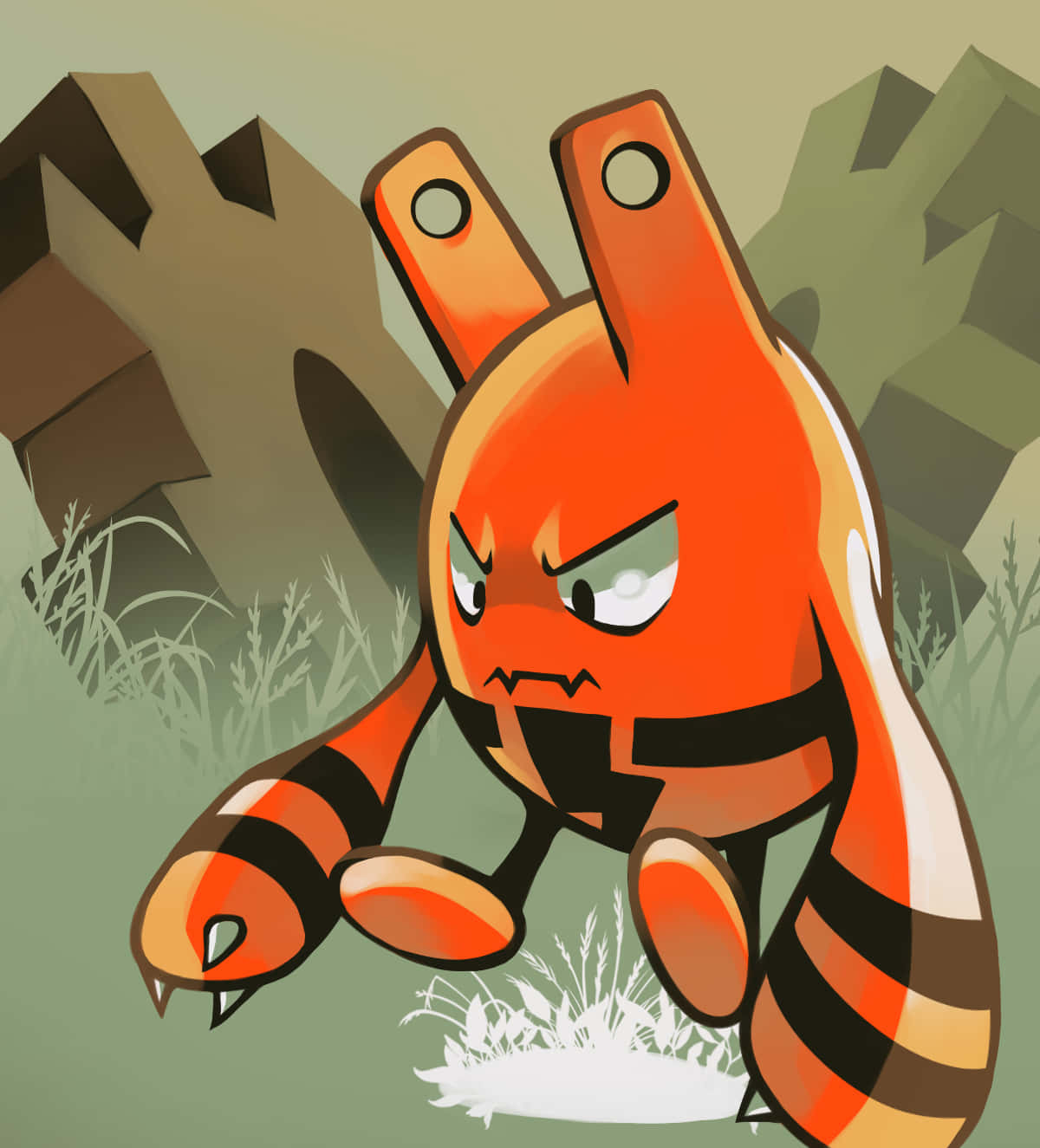 Orange Elekid, electric-type creature, striped limbs, HD Phone Wallpaper