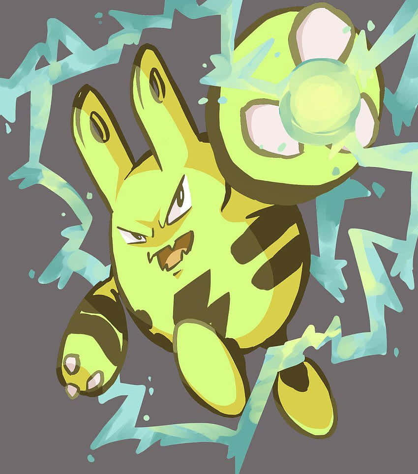 Elekid, yellow and black, glowing green orb, SD Phone Wallpaper