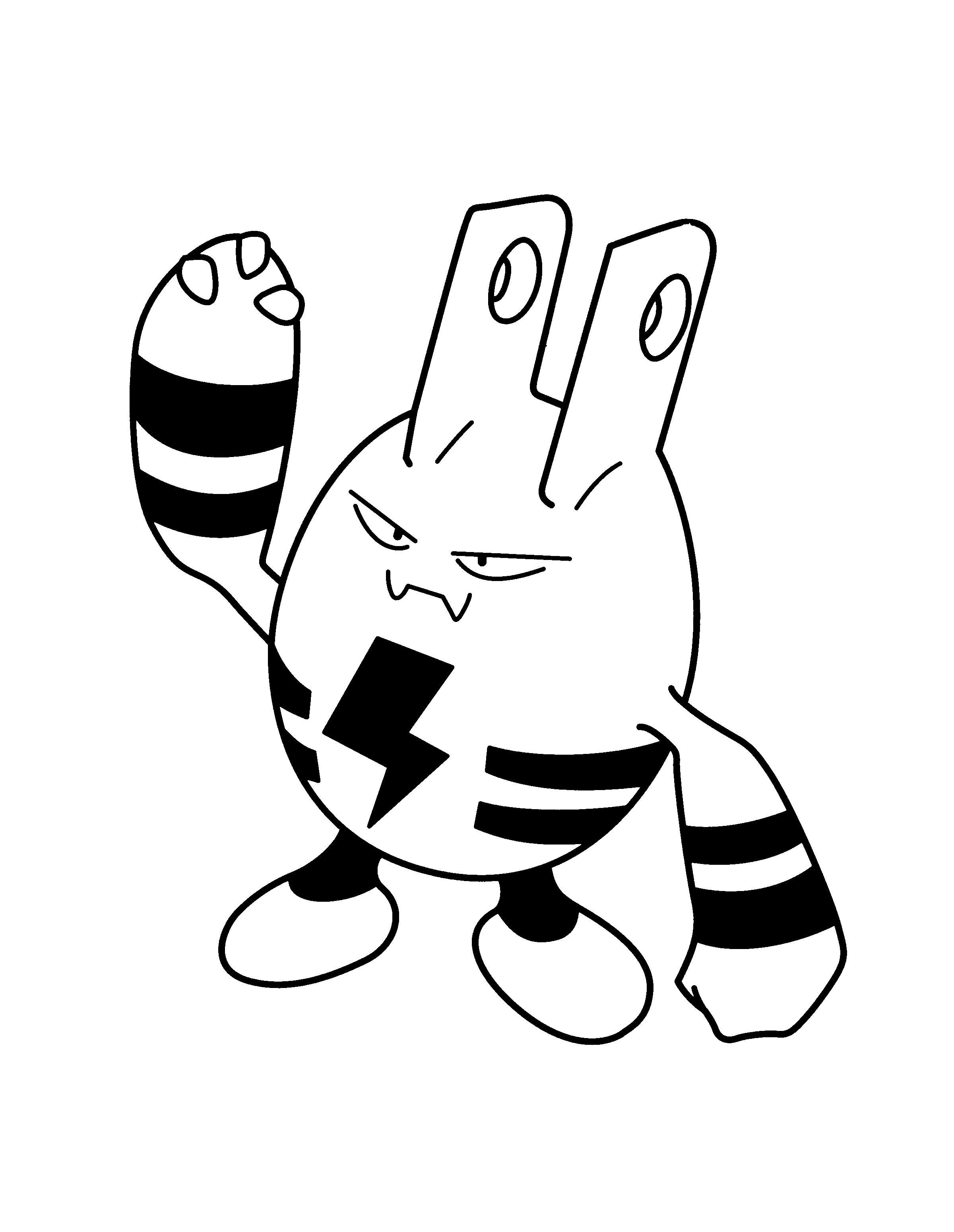 Elekid, black and white, cartoon rabbit, 2K Phone Wallpaper