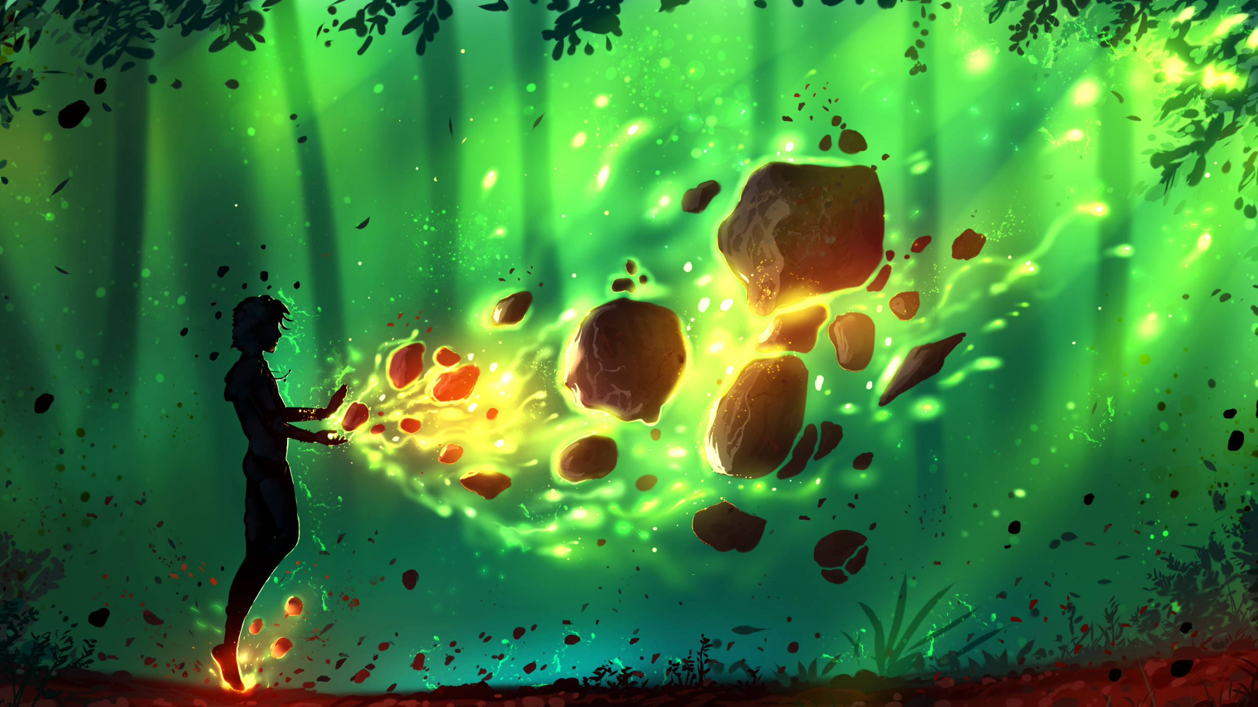 girl, forest, earth element, 2K Desktop Wallpaper