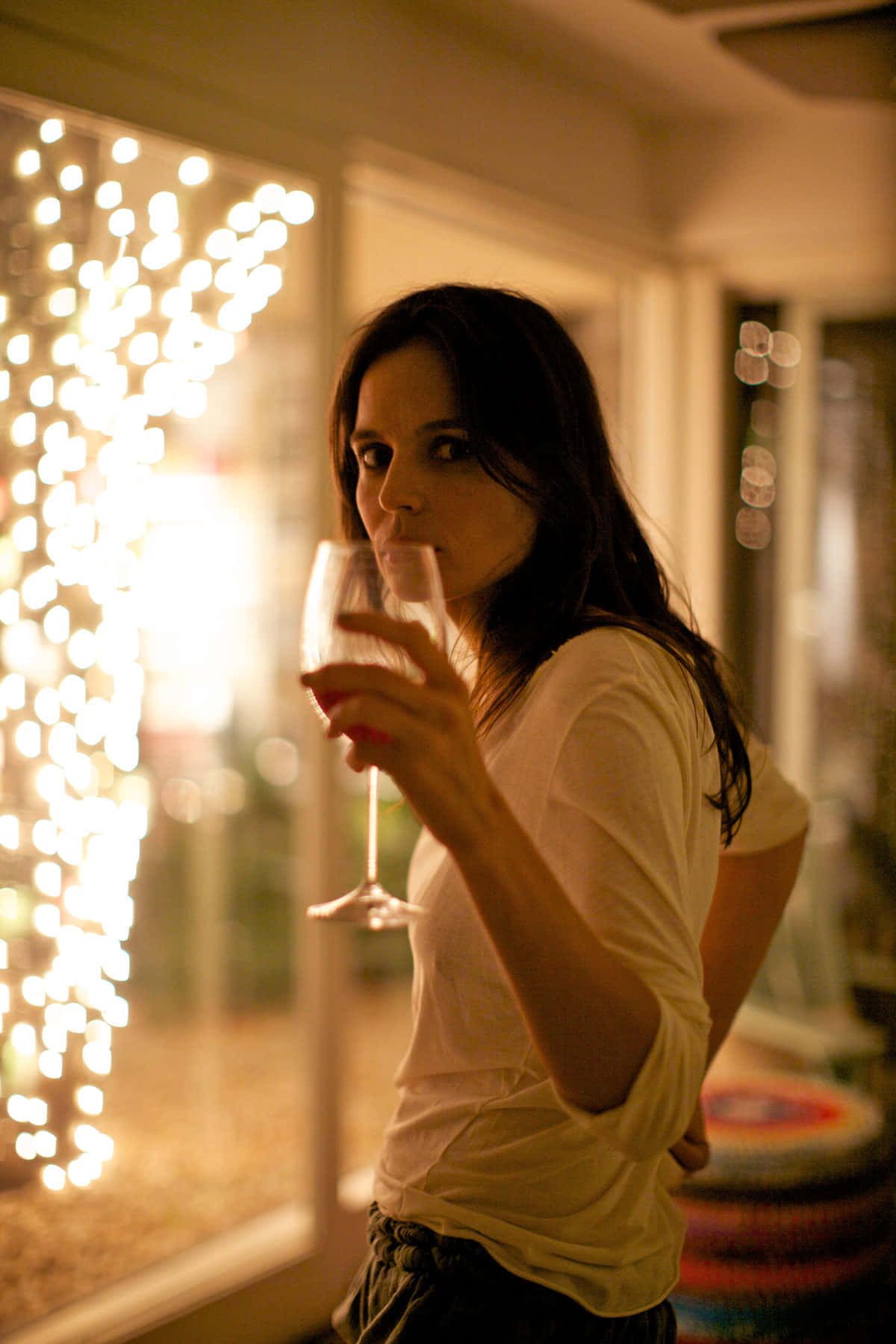 Elena Anaya, white shirt, wine, HD Phone Wallpaper