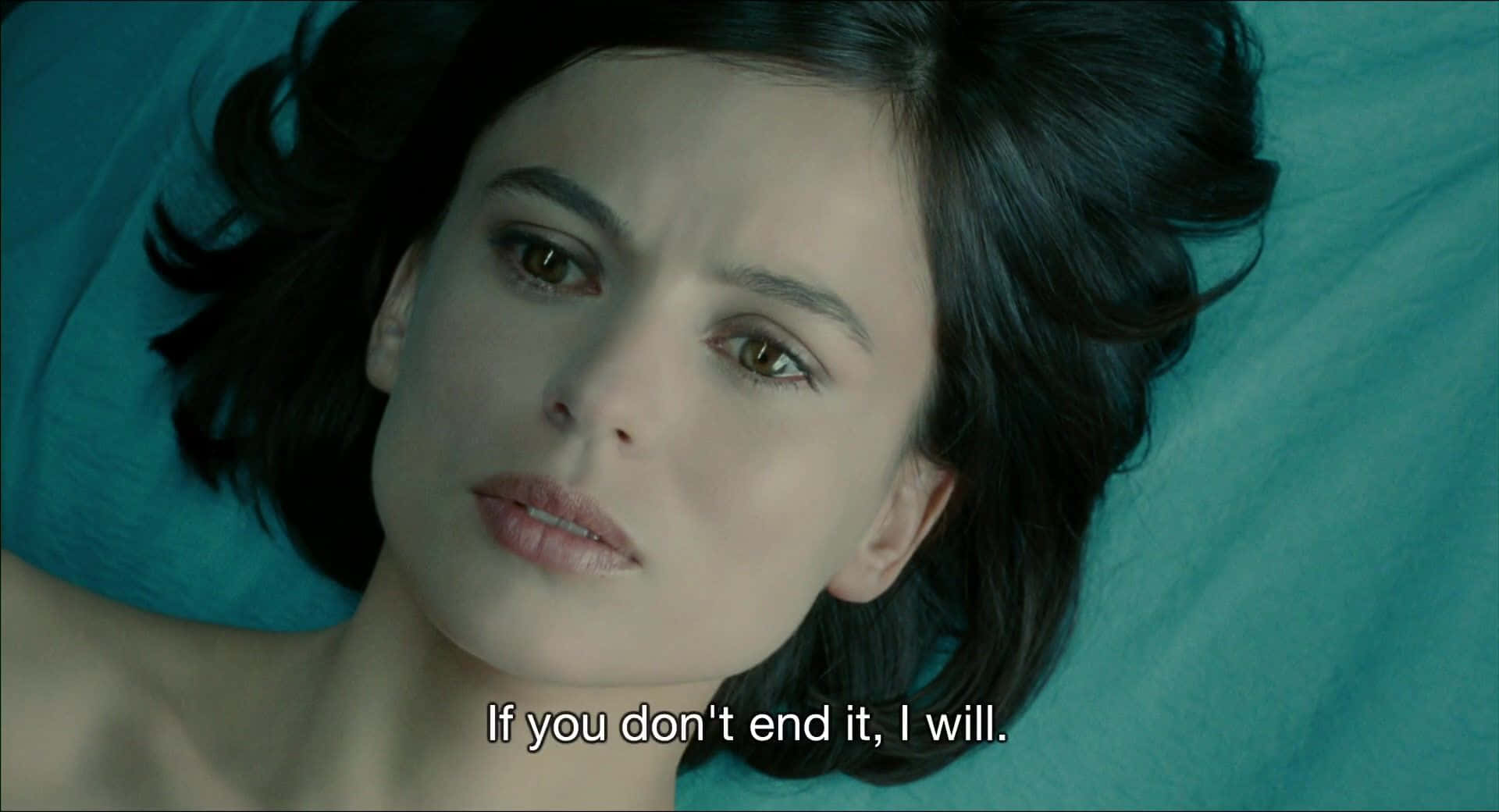 Elena Anaya, dark hair, teal surface, Full HD Desktop Wallpaper