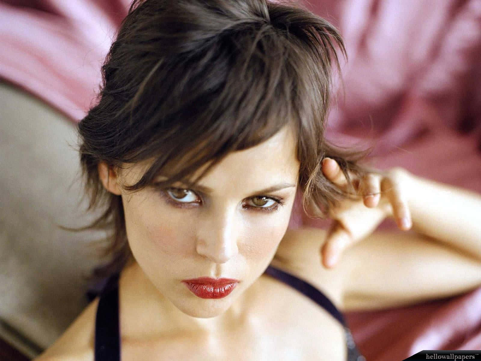 Elena Anaya, dark hair, red lips, HD Desktop Wallpaper