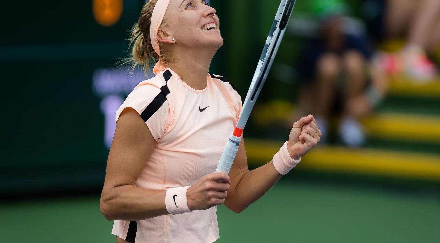 Elena Vesnina, green court, raised racket, HD Desktop Wallpaper