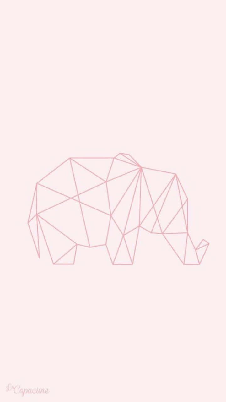 pink elephant, geometric line drawing, blush background, HD Phone Wallpaper