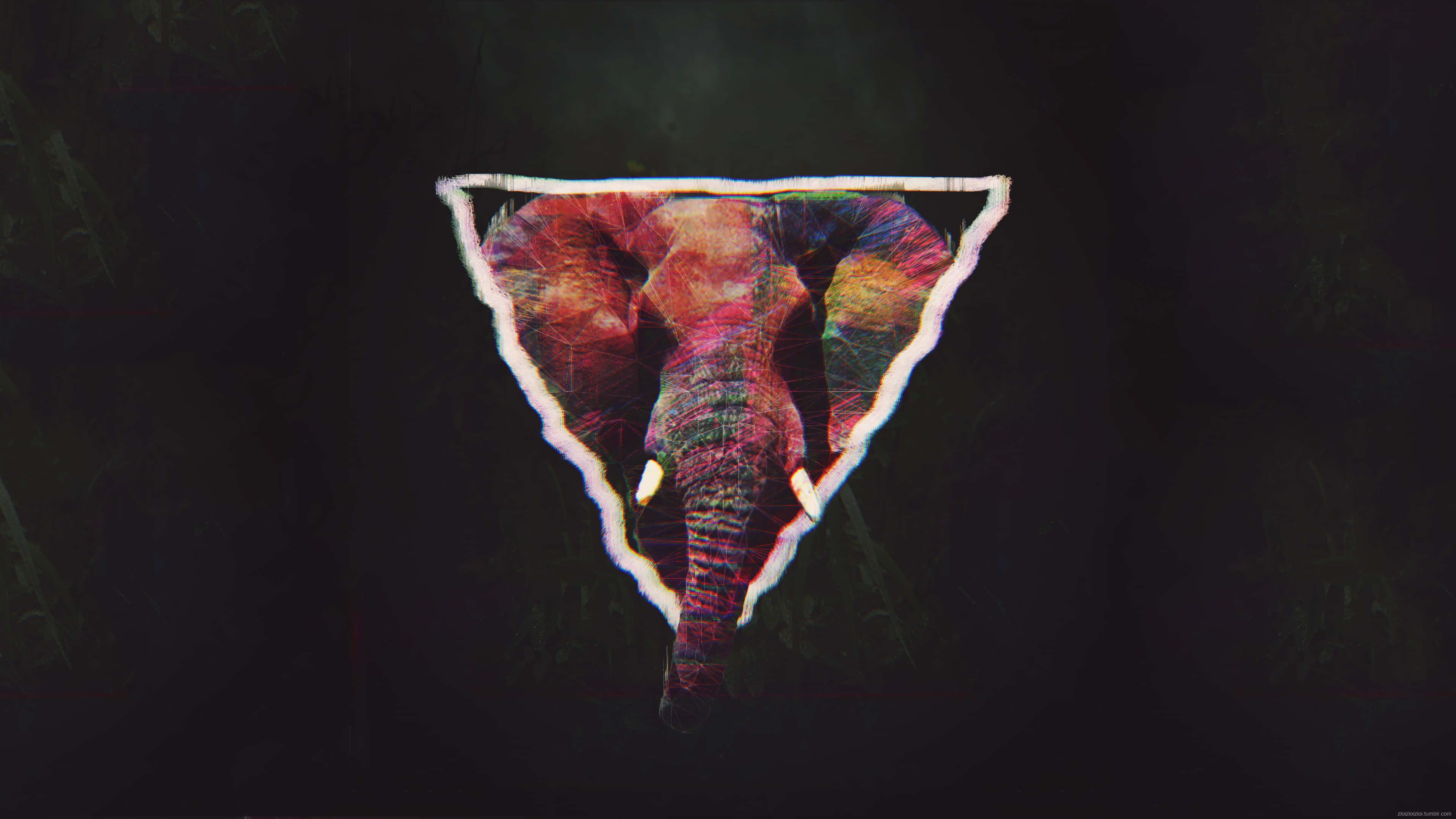 elephant laptop, glitch-art, elephant head, 4K Desktop Wallpaper