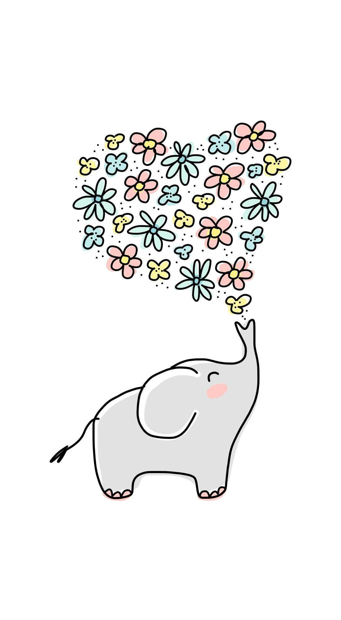 elephant, gray, cartoon, Full HD Phone Wallpaper