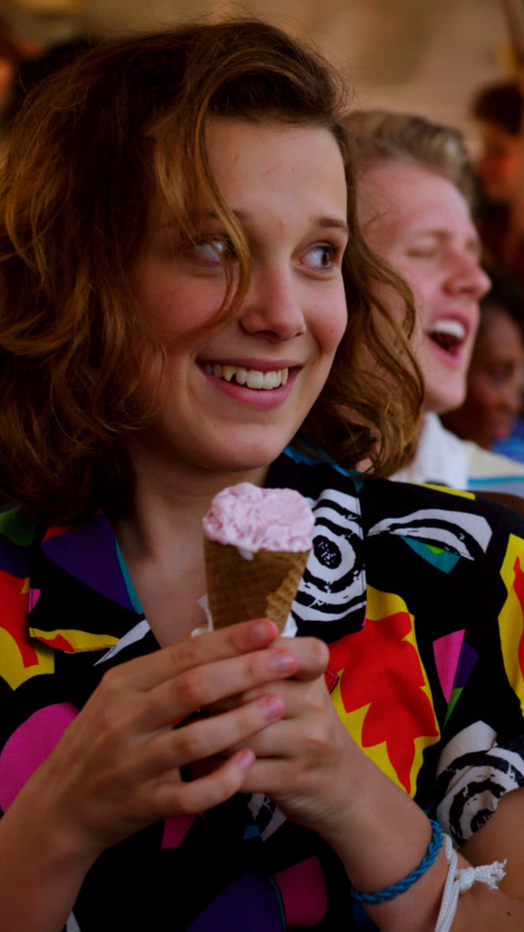 Eleven, Stranger Things, pink ice cream cone, Full HD Phone Wallpaper