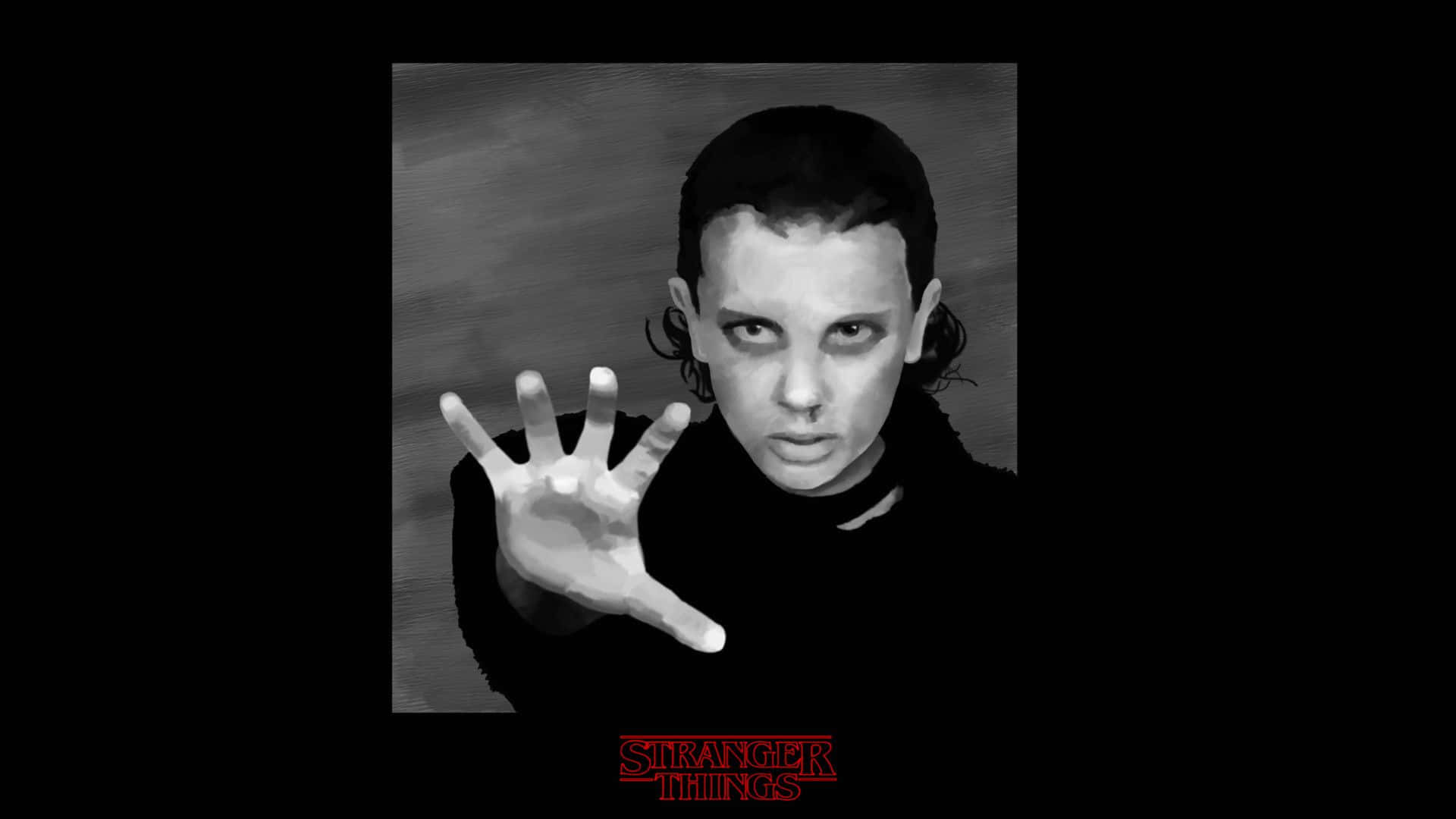 Eleven, Stranger Things, black and white portrait, Full HD Desktop Wallpaper
