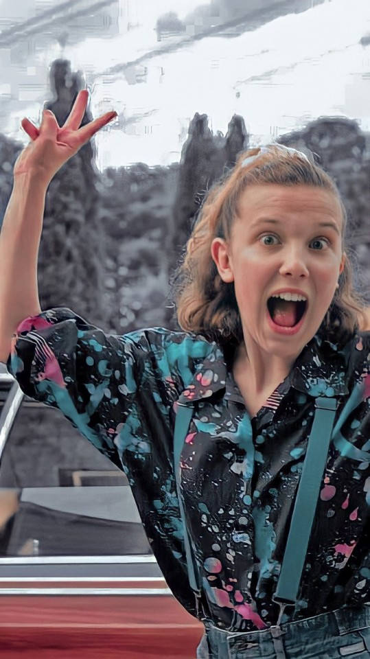 Eleven, Stranger Things, colorful splatter shirt, SD Phone Wallpaper
