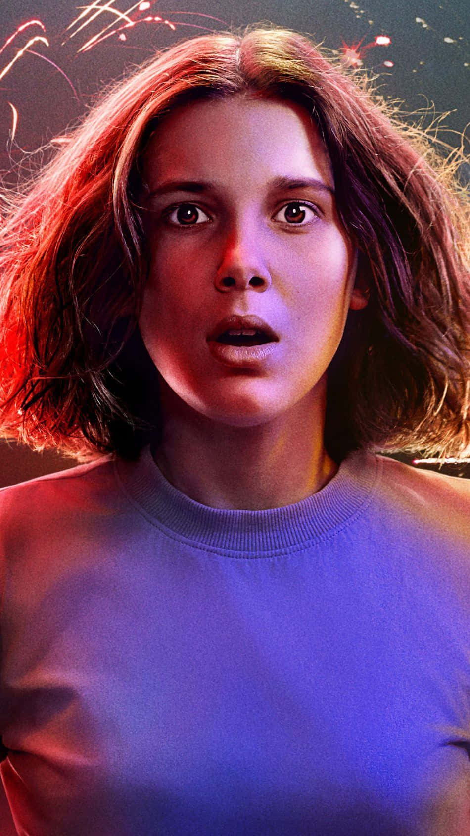 Eleven, Stranger Things, red and blue lighting, HD Phone Wallpaper