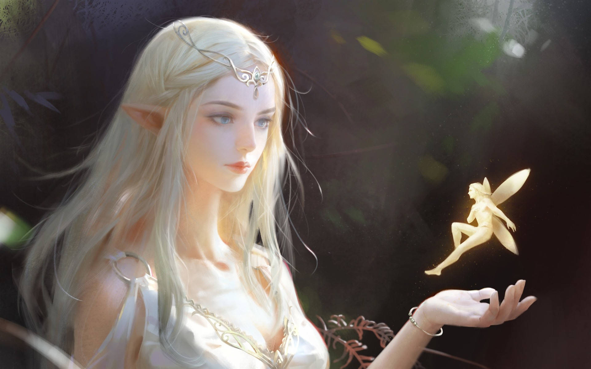 elf, pixie, long blonde hair, Full HD Desktop Wallpaper