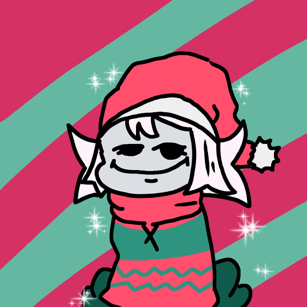 green and red elf, white hair, red hat, HD Desktop Wallpaper