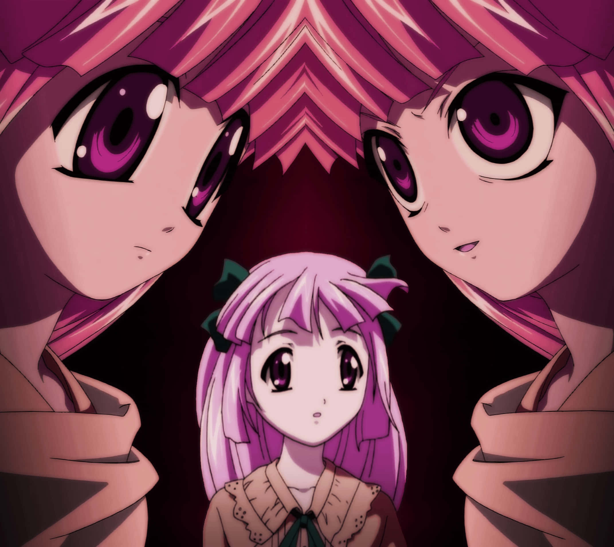 Elfen Lied Mariko, pink hair, purple eyes, Full HD Desktop Wallpaper