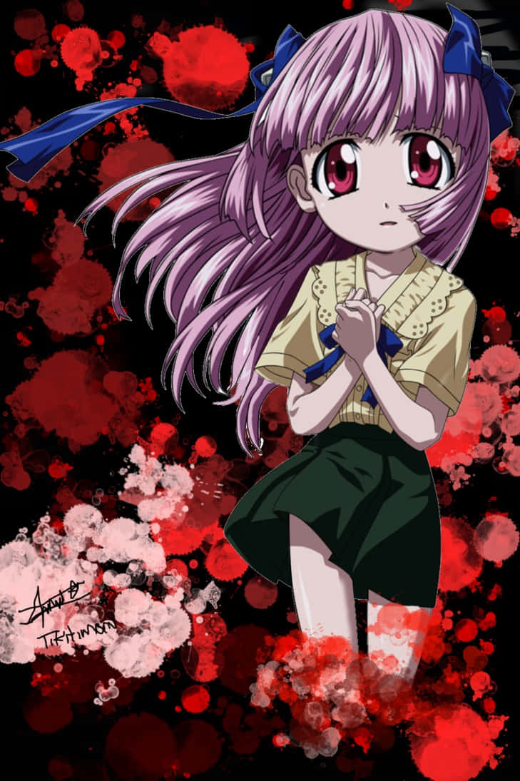 Mariko, Elfen Lied, purple hair, SD Phone Wallpaper