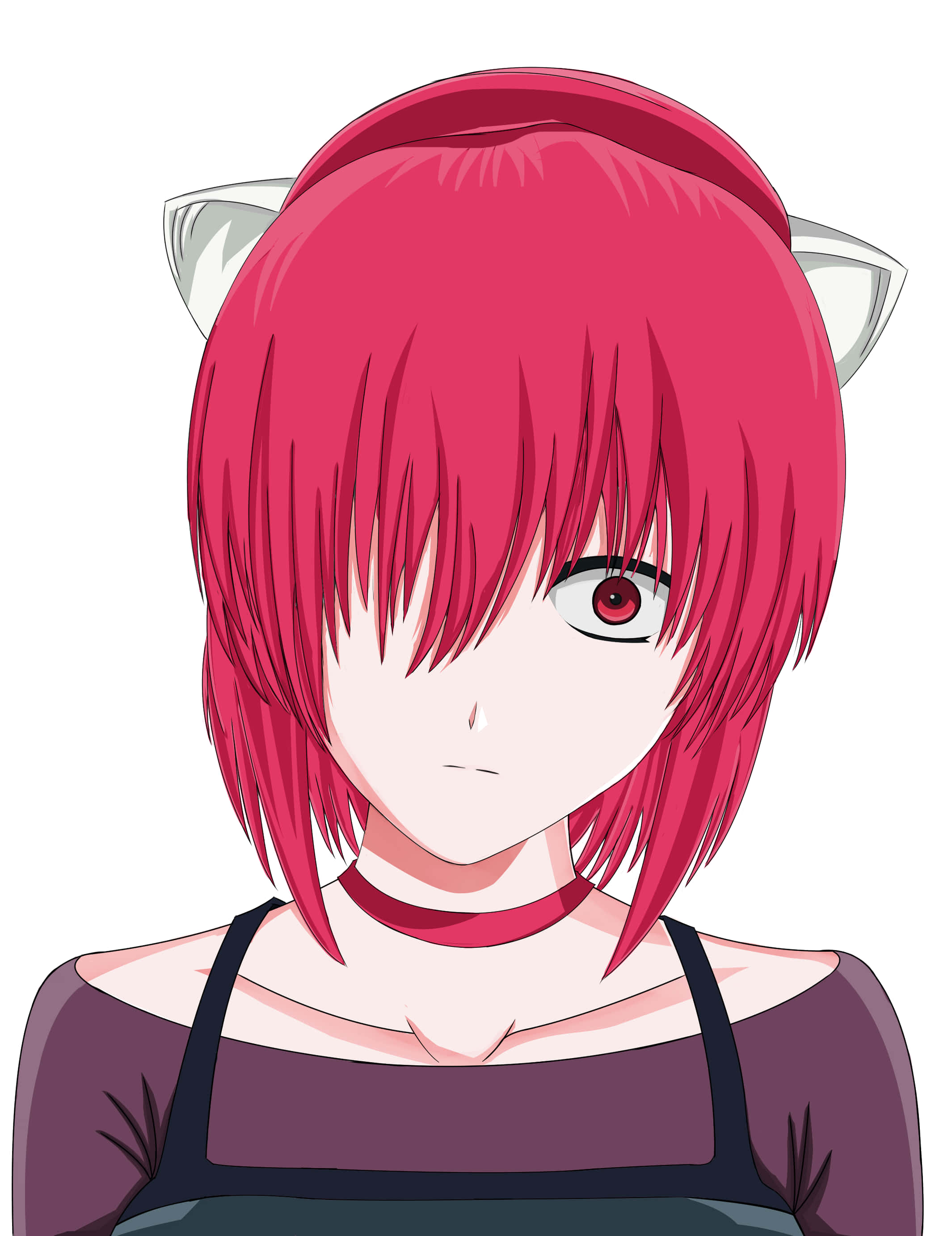 Elfen Lied Nana, vibrant pink hair, cat ears, 2K Phone Wallpaper