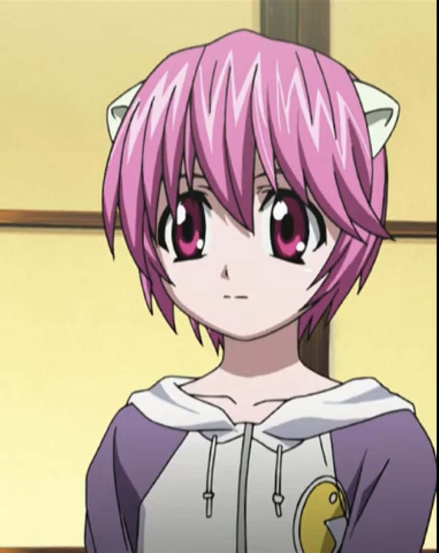 Elfen Lied Nana, pink-haired anime girl, cat ears, SD Phone Wallpaper