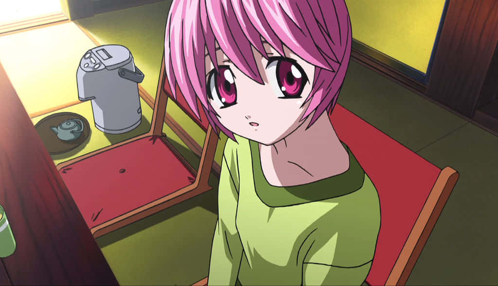 Elfen Lied Nana, pink-haired anime girl, red eyes, SD Desktop Wallpaper