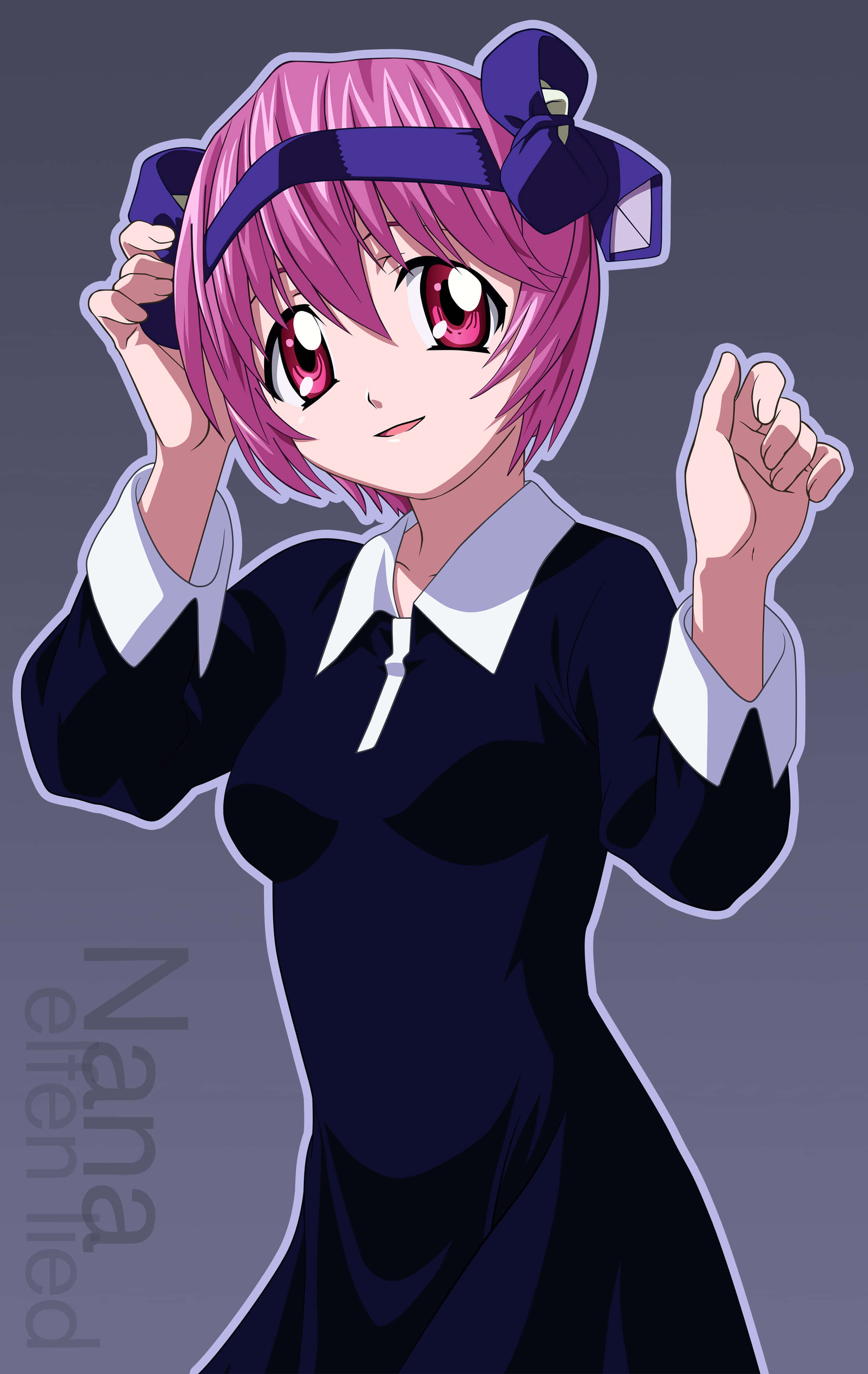 Nana, Elfen Lied, pink hair, 2K Phone Wallpaper