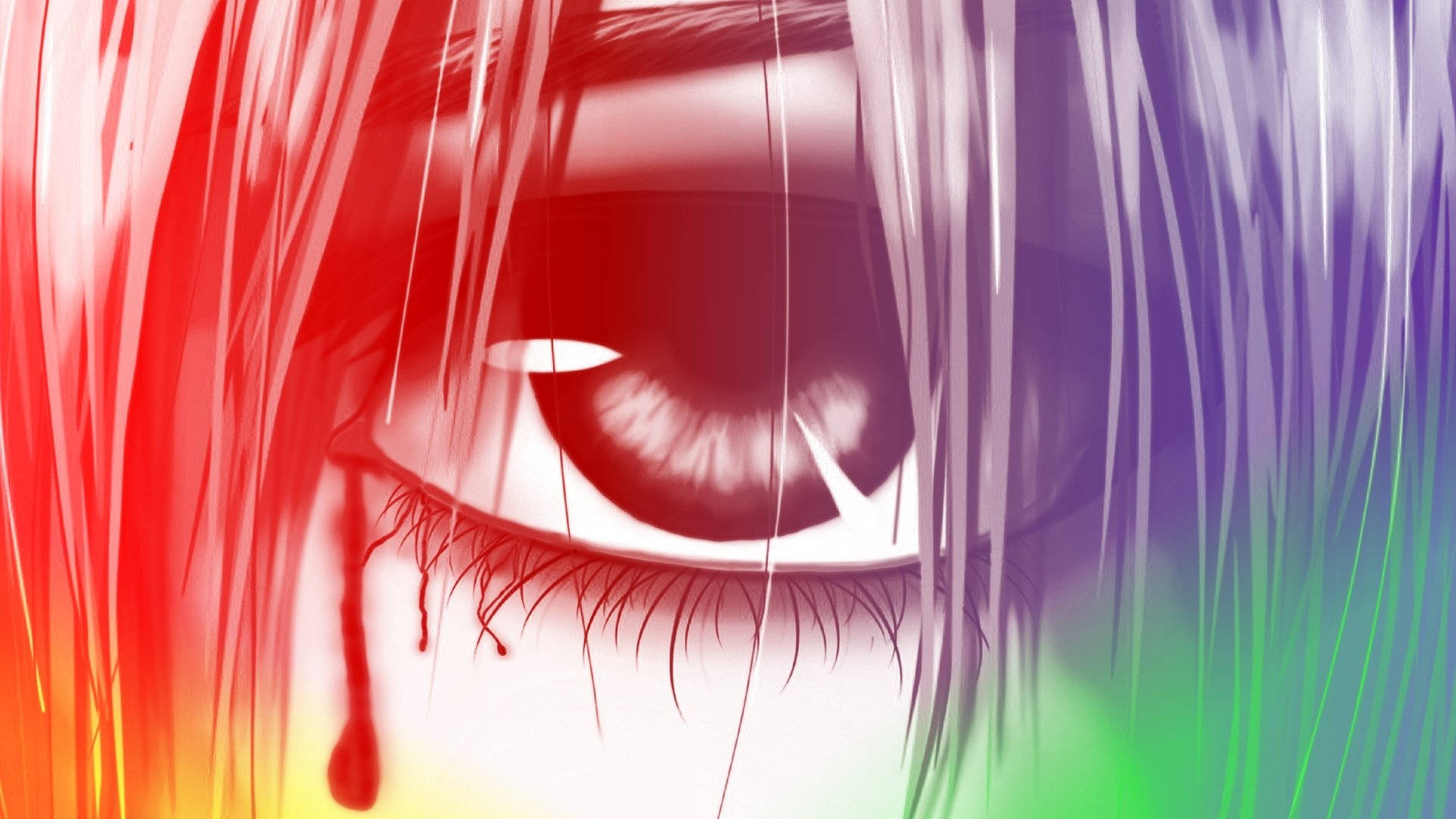 Elfen Lied, rainbow eye, anime eye, Full HD Desktop Wallpaper