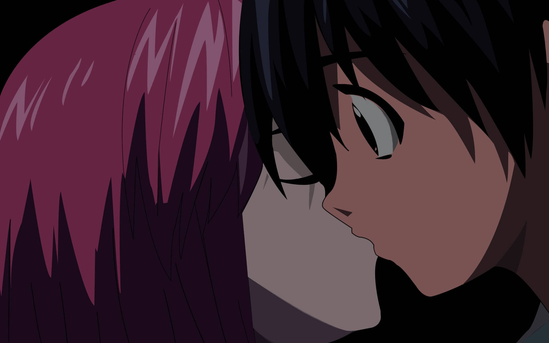 Elfen Lied, kissing scene, anime characters, Full HD Desktop Wallpaper