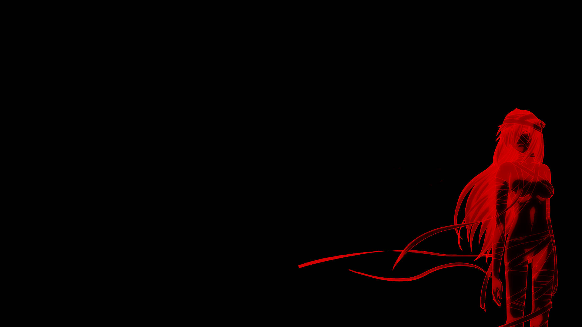 Elfen Lied, red and black filter, red-hued anime girl, Full HD Desktop Wallpaper