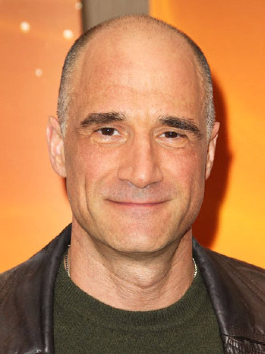Elias Koteas, orange background, bald man, SD Phone Wallpaper