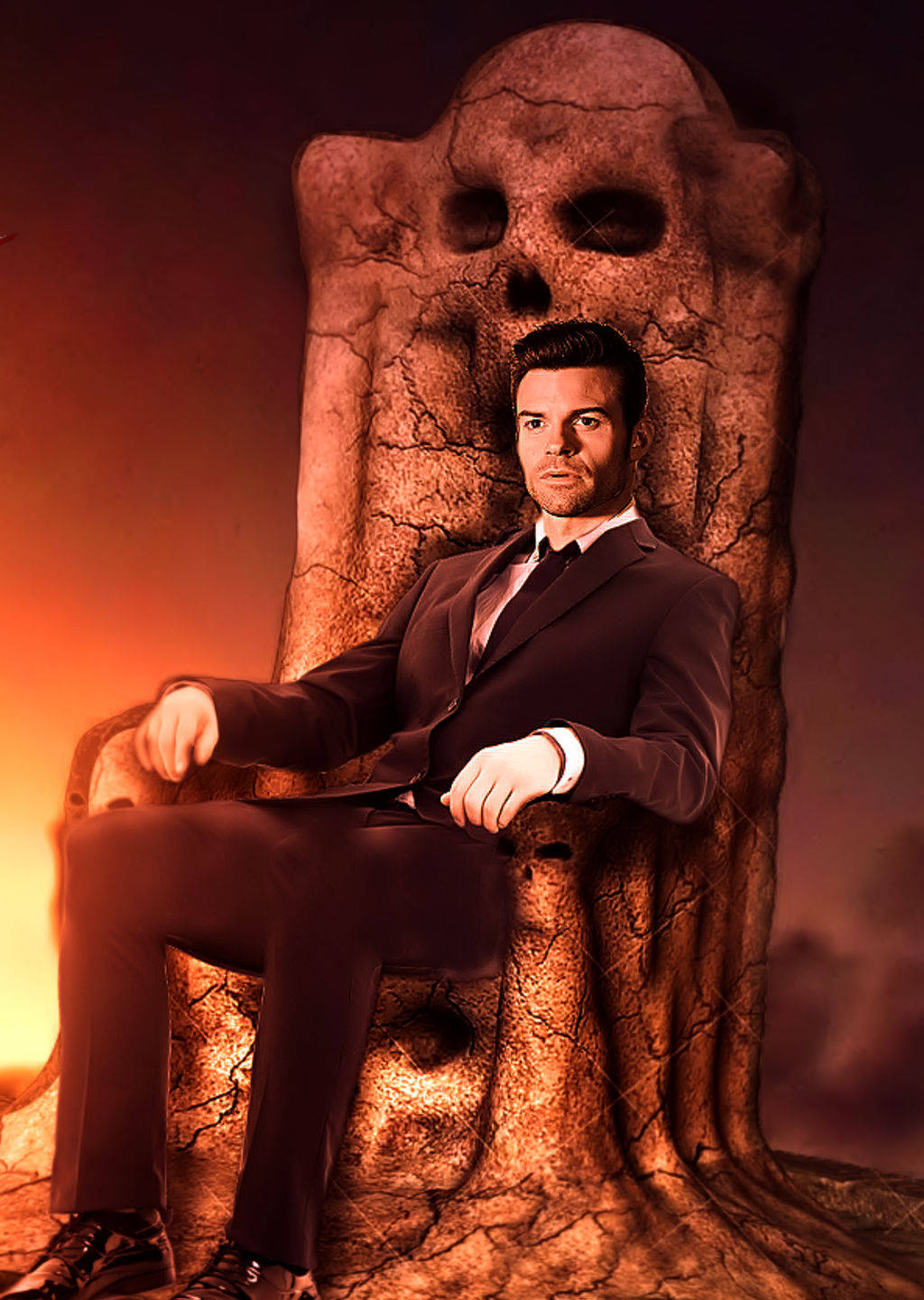 Elijah Mikaelson, throne, giant skull, HD Phone Wallpaper
