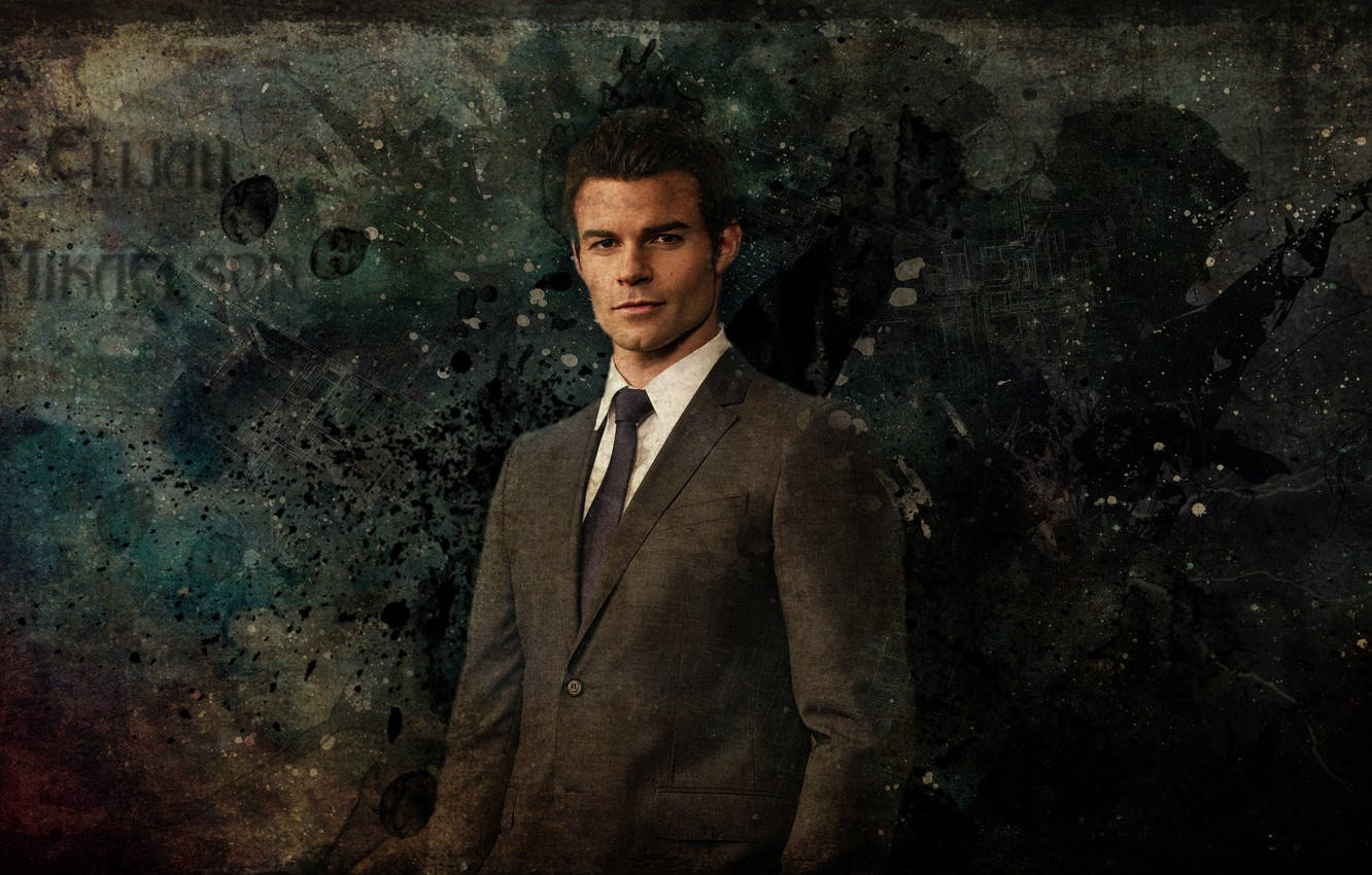 Elijah Mikaelson, suit, dark textured background, HD Desktop Wallpaper