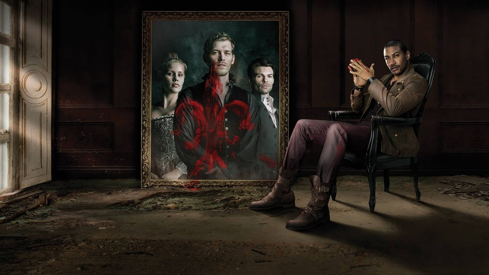Elijah Mikaelson, portrait, red splatter effect, SD Desktop Wallpaper