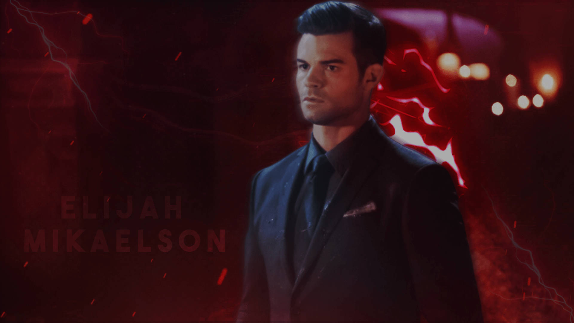Elijah Mikaelson, red edit, dark suit, Full HD Desktop Wallpaper