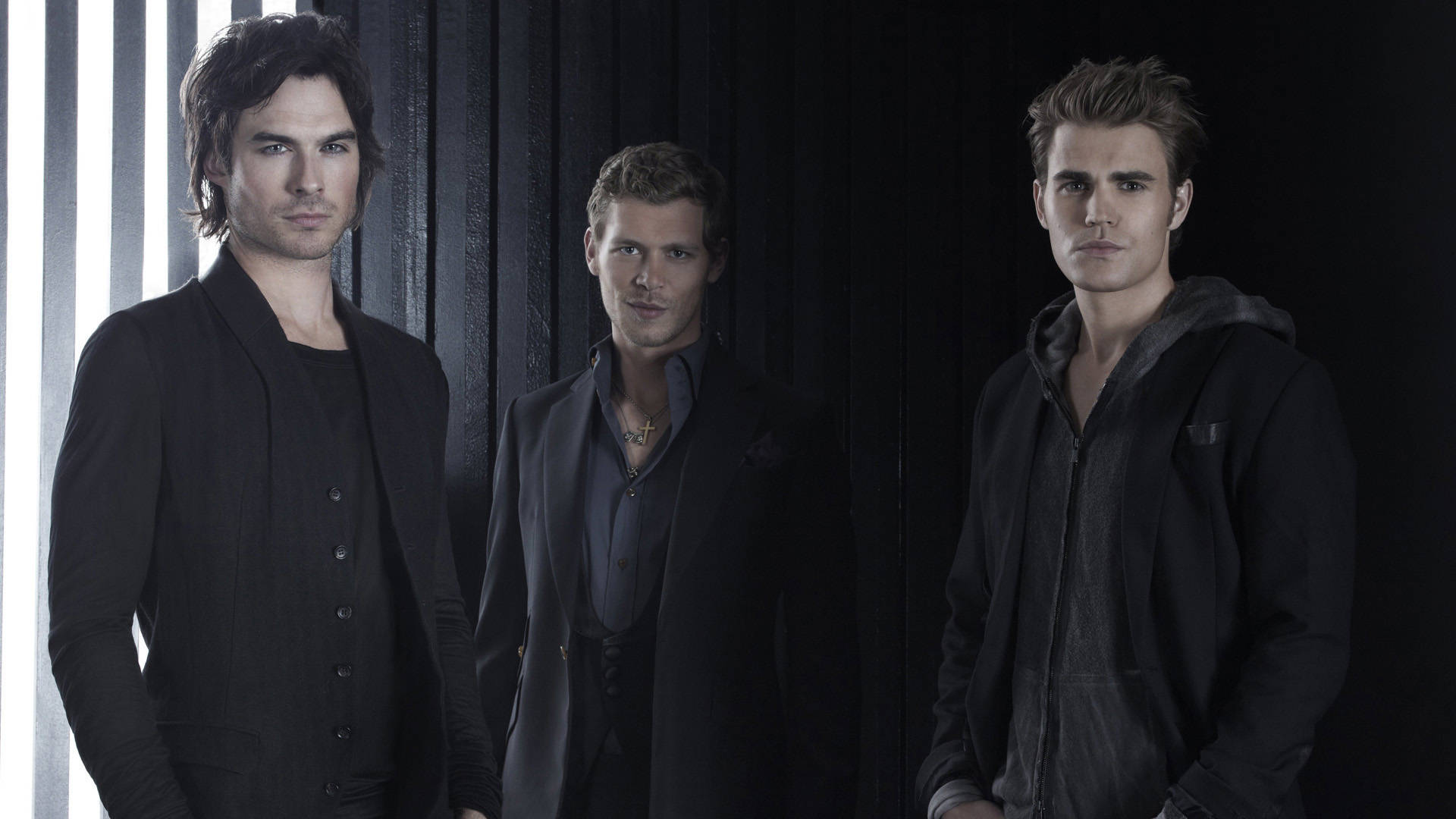 Elijah Mikaelson, dark clothing, black curtain, Full HD Desktop Wallpaper