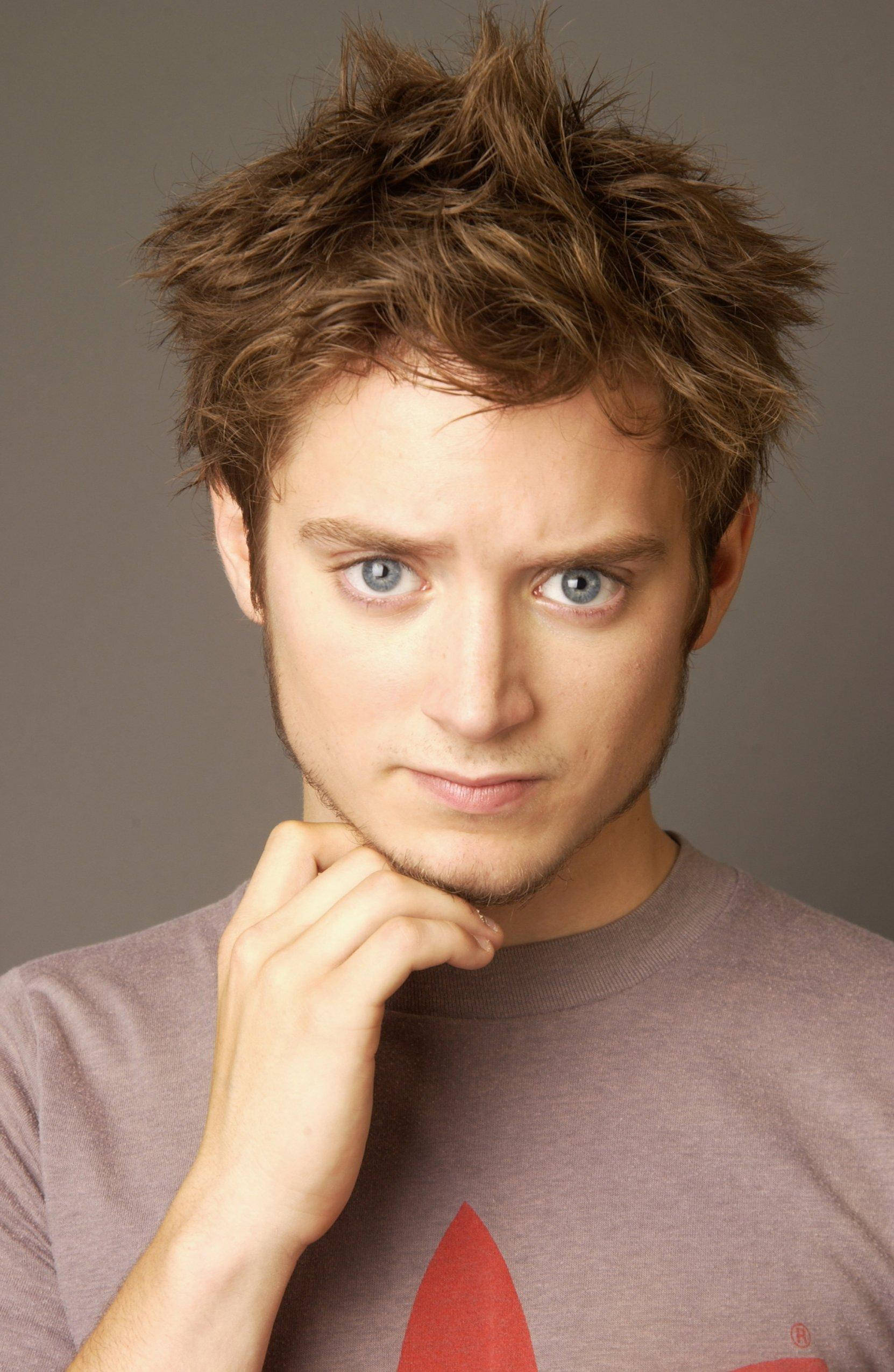 Elijah Wood, frizzy brown hair, blue eyes, Full HD Phone Wallpaper