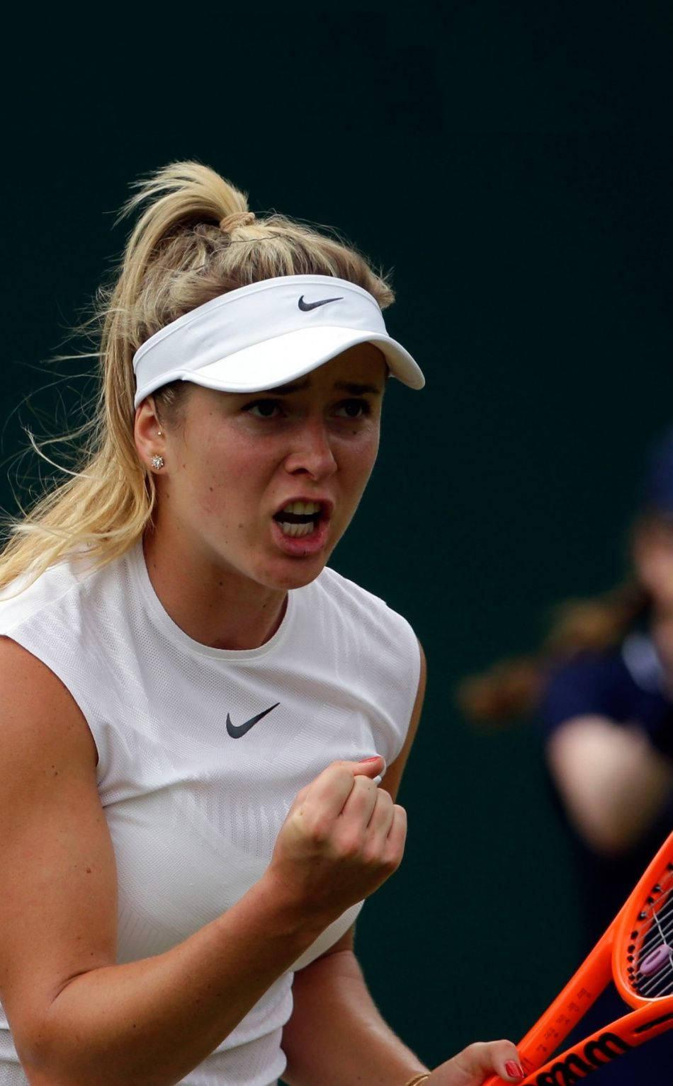 Elina Svitolina, white gear, orange racket, HD Phone Wallpaper