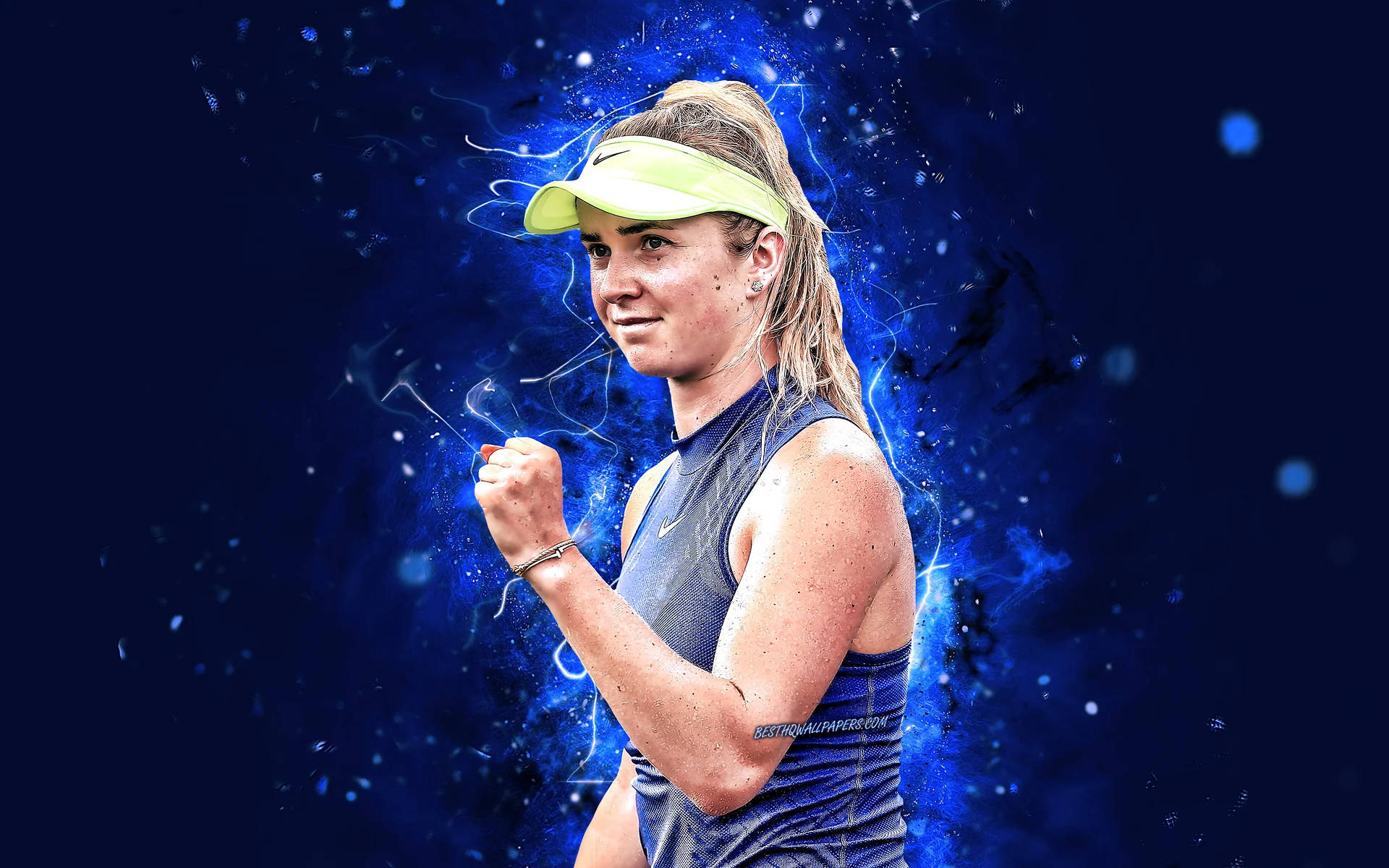 Elina Svitolina, glowing blue, vibrant blue cosmic background, Full HD Desktop Wallpaper
