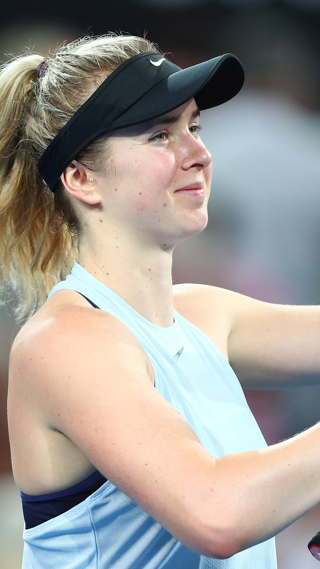 Elina Svitolina, light blue tank top, black visor, Full HD Phone Wallpaper
